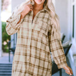 Checked Print Shirt Dress-Western Culture Leather