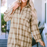 Checked Print Shirt Dress-Western Culture Leather