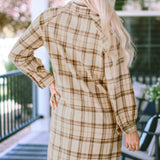 Checked Print Shirt Dress-Western Culture Leather