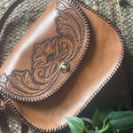 Vintage inspired Hand tooled leather hang bag-Western Culture Leather