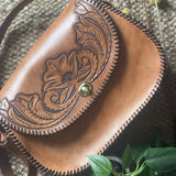 Vintage inspired Hand tooled leather hang bag-Western Culture Leather