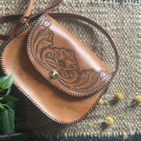 Vintage inspired Hand tooled leather hang bag-Western Culture Leather