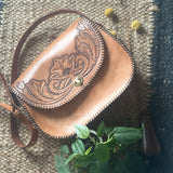 Vintage inspired Hand tooled leather hang bag-Western Culture Leather
