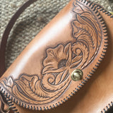Vintage inspired Hand tooled leather hang bag-Western Culture Leather