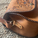 Vintage inspired Hand tooled leather hang bag-Western Culture Leather