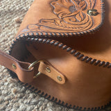 Vintage inspired Hand tooled leather hang bag-Western Culture Leather