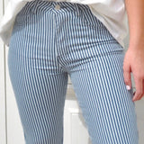 Blue & White Stripe Flares-Western Culture Leather
