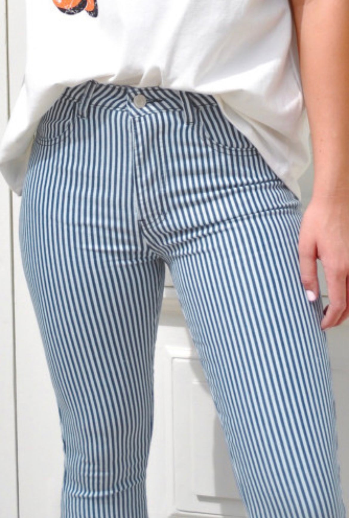 Blue & White Stripe Flares-Western Culture Leather