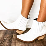 White Western Ankle Boots-Western Culture Leather