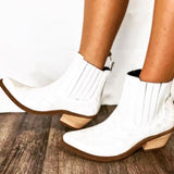 White Western Ankle Boots-Western Culture Leather