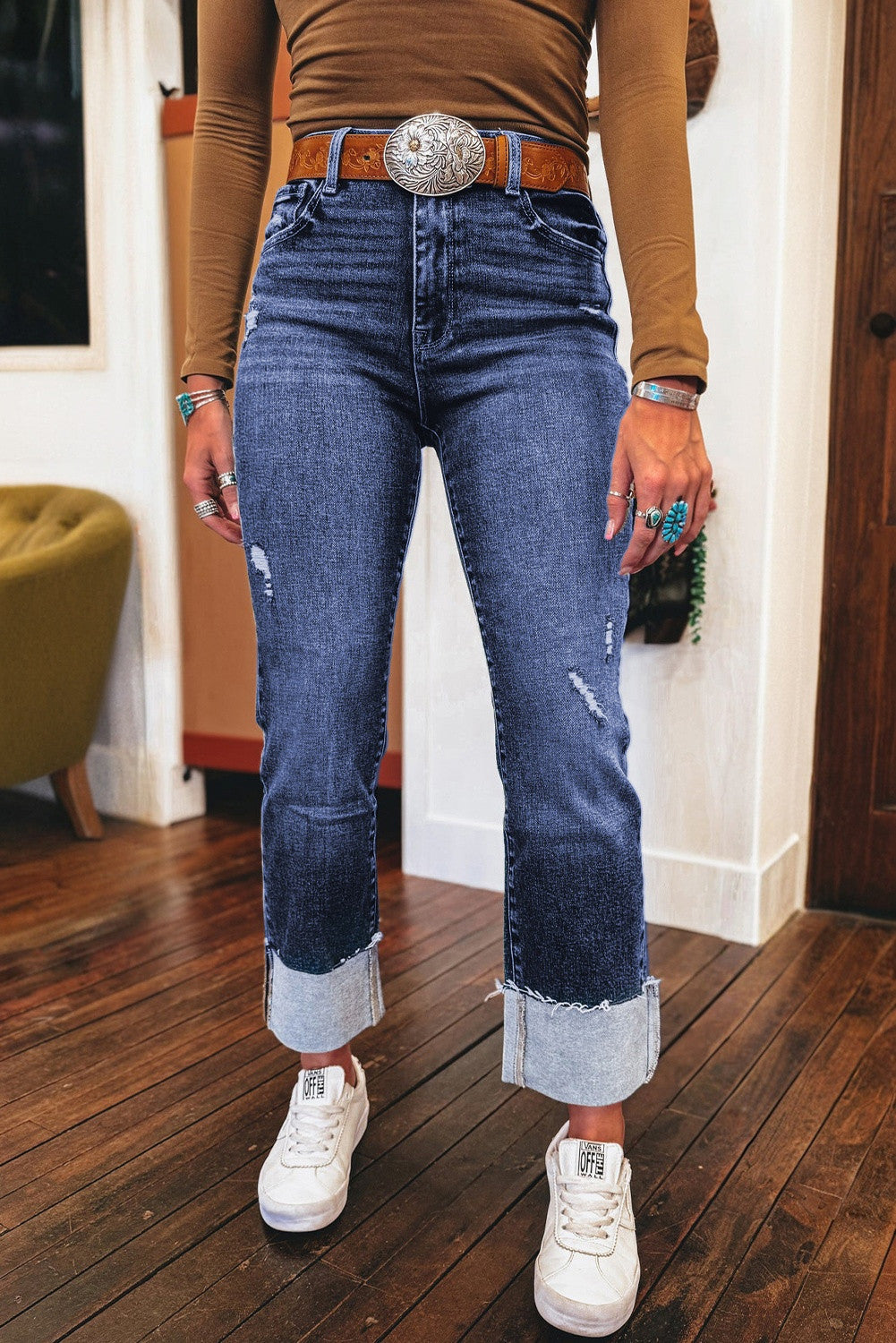 Ladies Cuff Jeans-Western Culture Leather