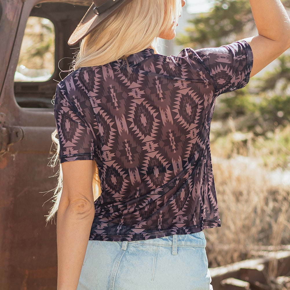 Aztec Mesh Tee-Western Culture Leather