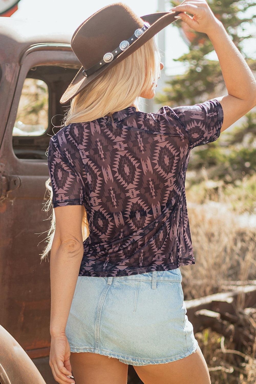 Aztec Mesh Tee-Western Culture Leather