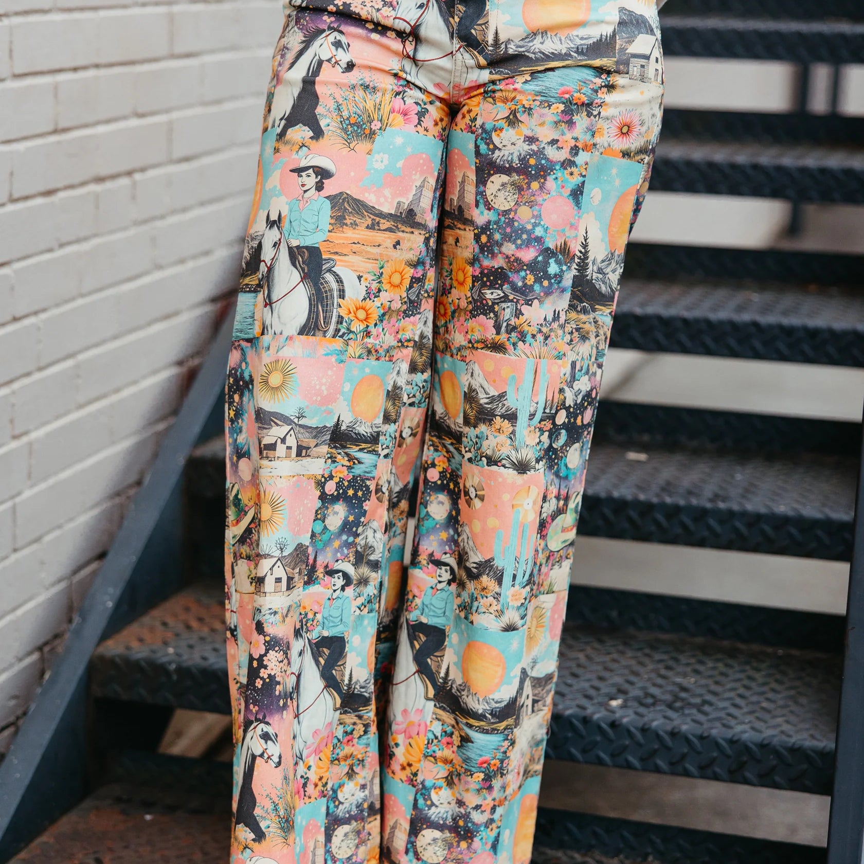 Ladies Western Collage Wide Pant-Western Culture Leather
