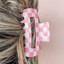 Pink/White Check Claw Clip-Western Culture Leather