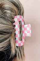 Pink/White Check Claw Clip-Western Culture Leather