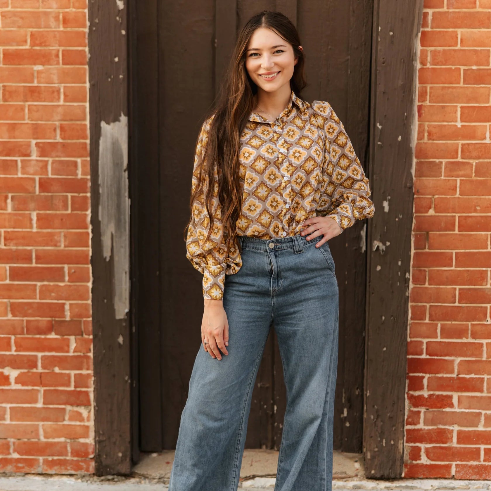 Sage Medalion Blouse-Western Culture Leather