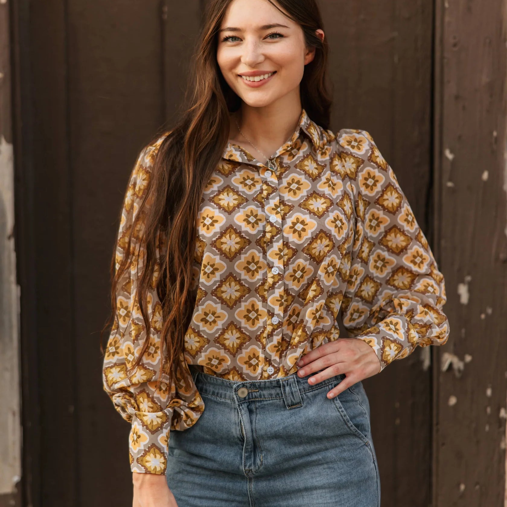 Sage Medalion Blouse-Western Culture Leather
