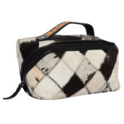 Patchwork style HAIR ON HIDE Vanity/Cosmetic Bag-Western Culture Leather