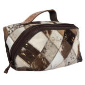 Patchwork style HAIR ON HIDE Vanity/Cosmetic Bag-Western Culture Leather