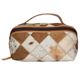 Patchwork style HAIR ON HIDE Vanity/Cosmetic Bag-Western Culture Leather