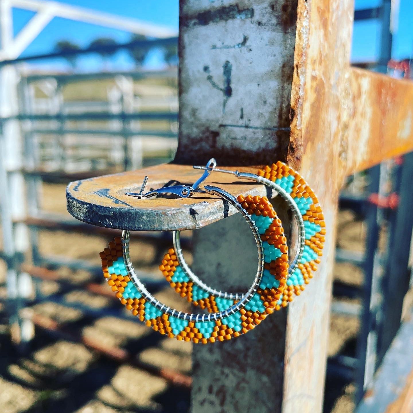Beaded Hoop Earring-Western Culture Leather