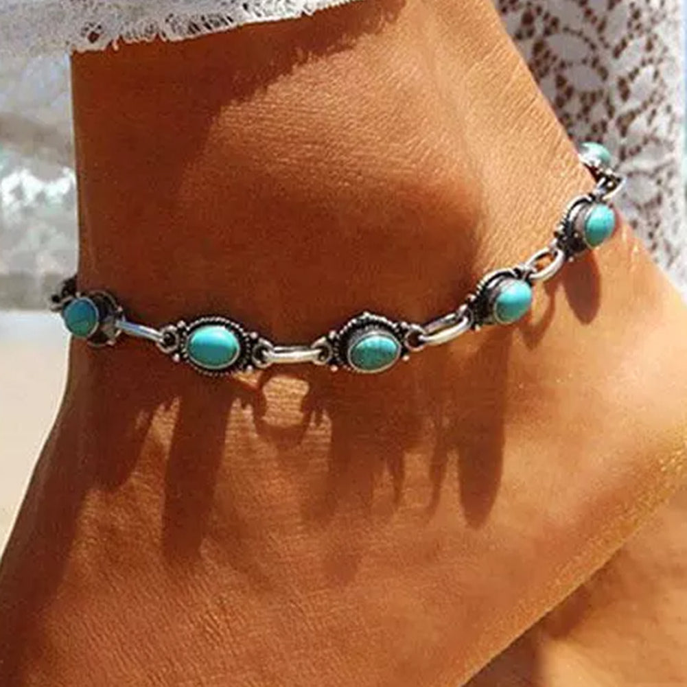 Turquoise Anklet-Western Culture Leather