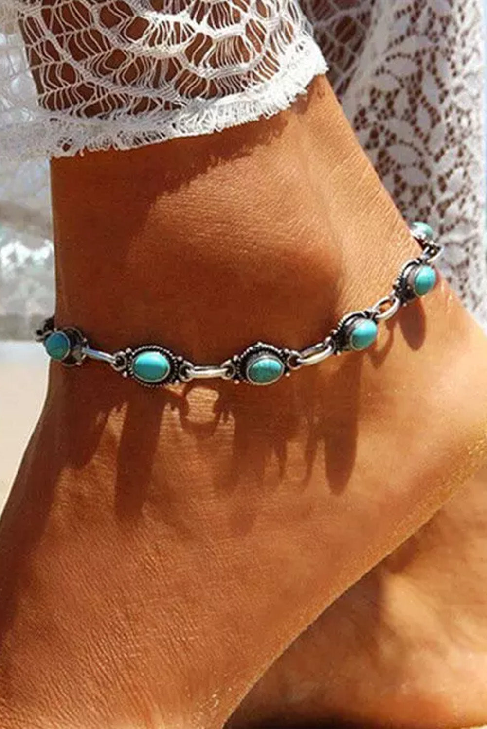 Turquoise Anklet-Western Culture Leather
