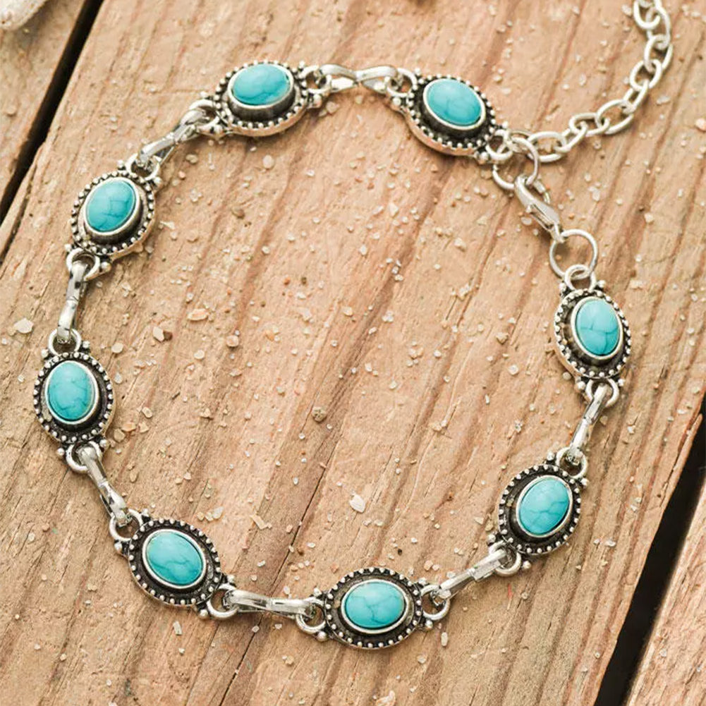 Turquoise Anklet-Western Culture Leather