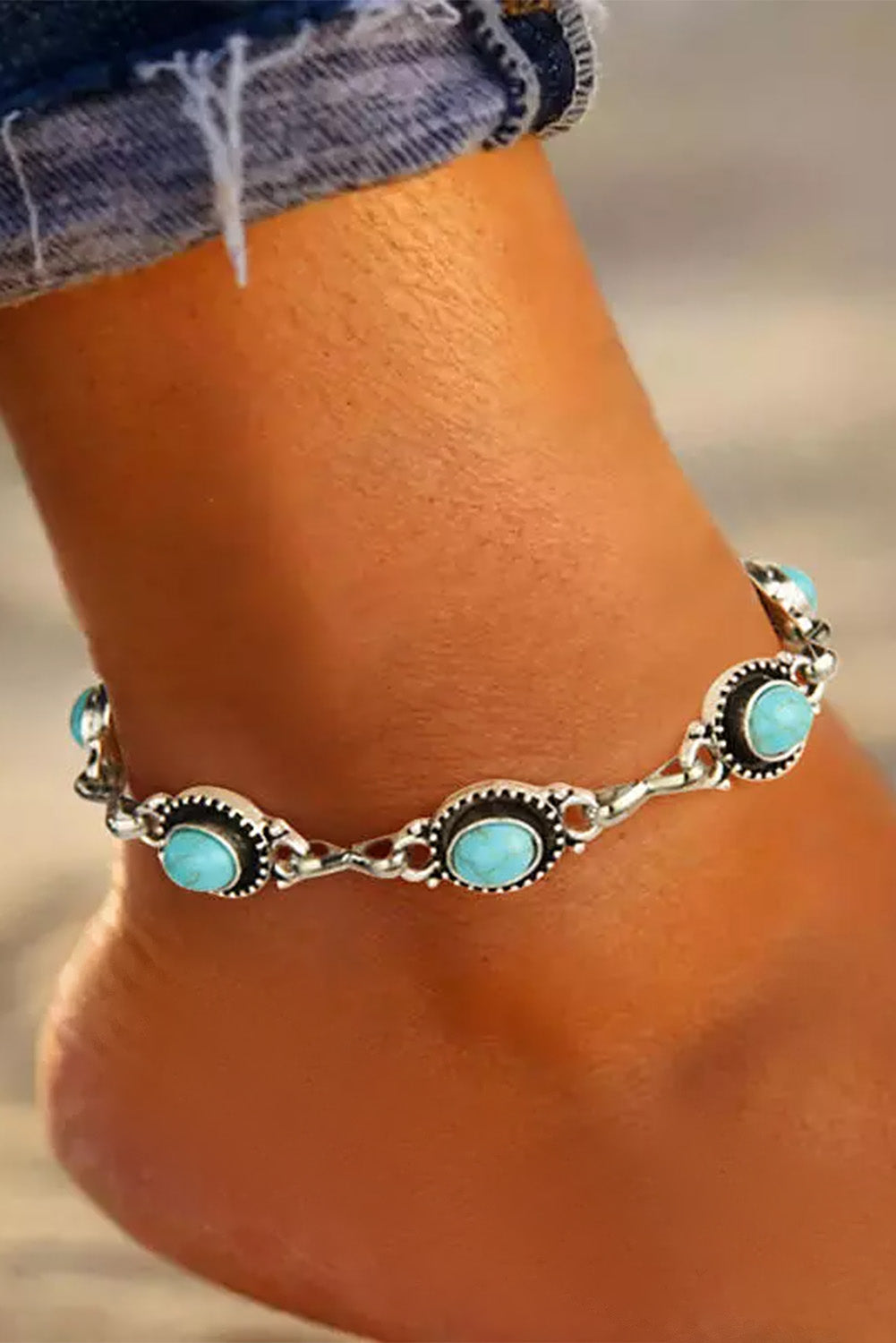 Turquoise Anklet-Western Culture Leather
