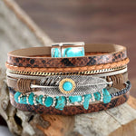 Turquoise Layer Bracelet-Western Culture Leather