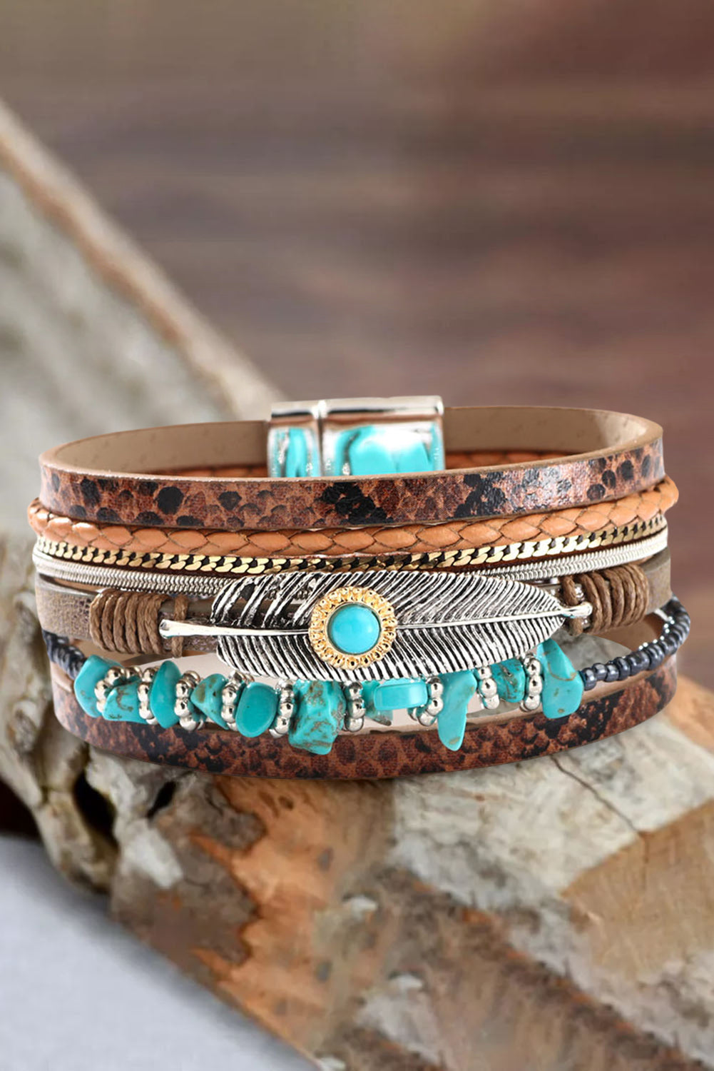 Turquoise Layer Bracelet-Western Culture Leather