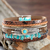 Turquoise Layer Bracelet-Western Culture Leather