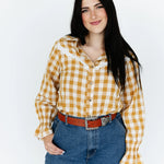Ladies Gingham & Lace blouse-Western Culture Leather