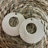 White pearl leatherette Earrings-Western Culture Leather