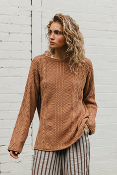 Rory - Unisex Cable Knit Sweater-Western Culture Leather