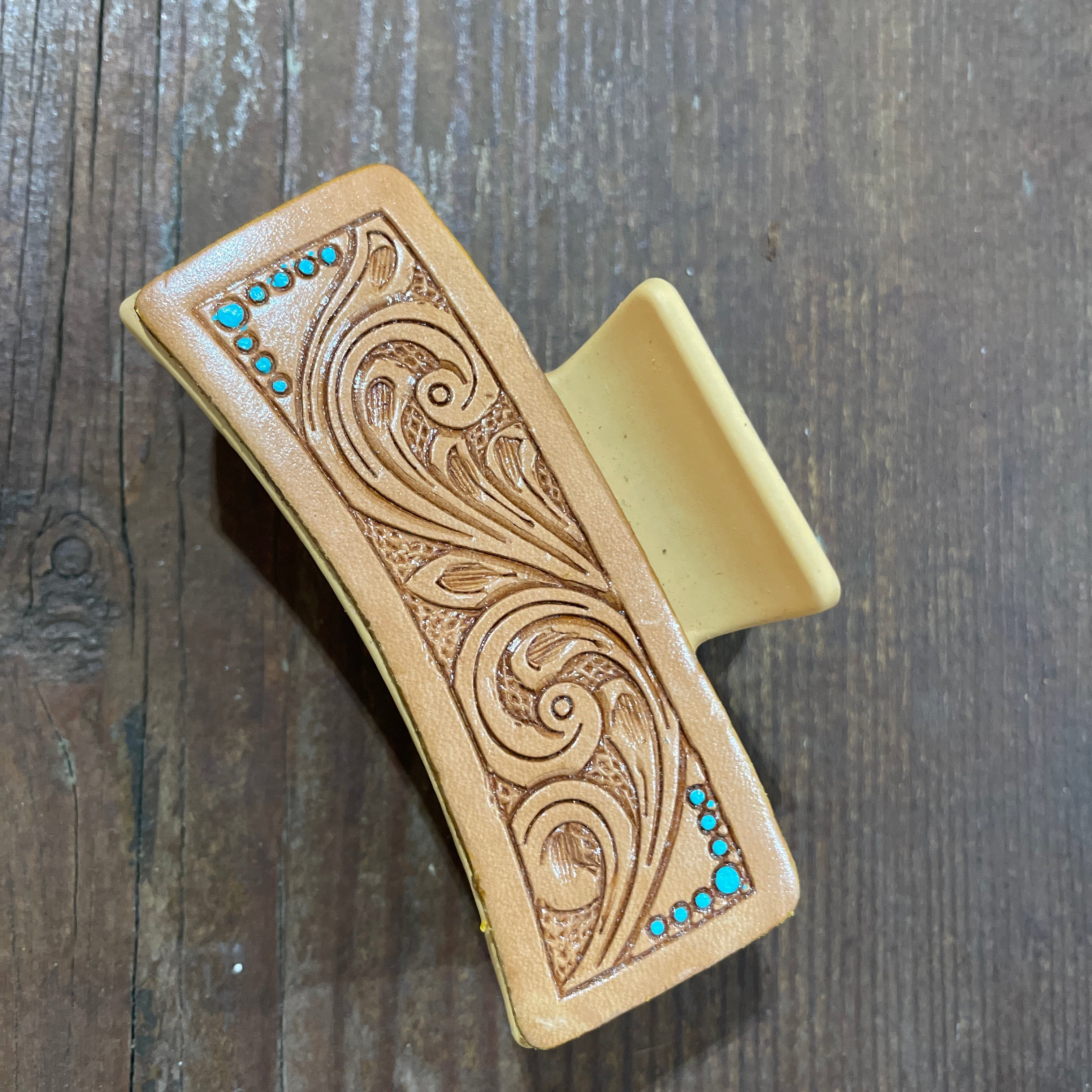 Leather Tooled Hair Clip-Western Culture Leather