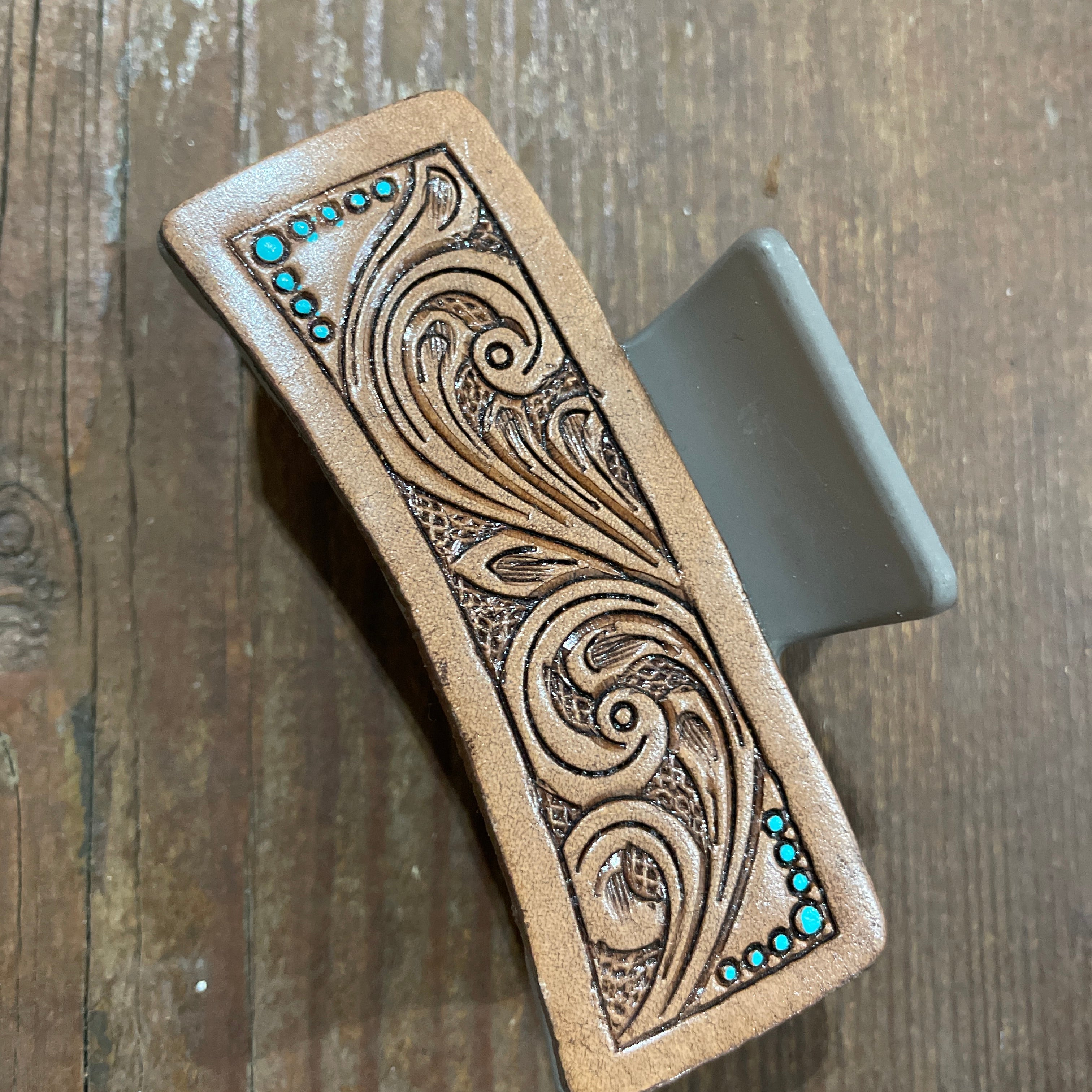 Leather Tooled Hair Clip-Western Culture Leather
