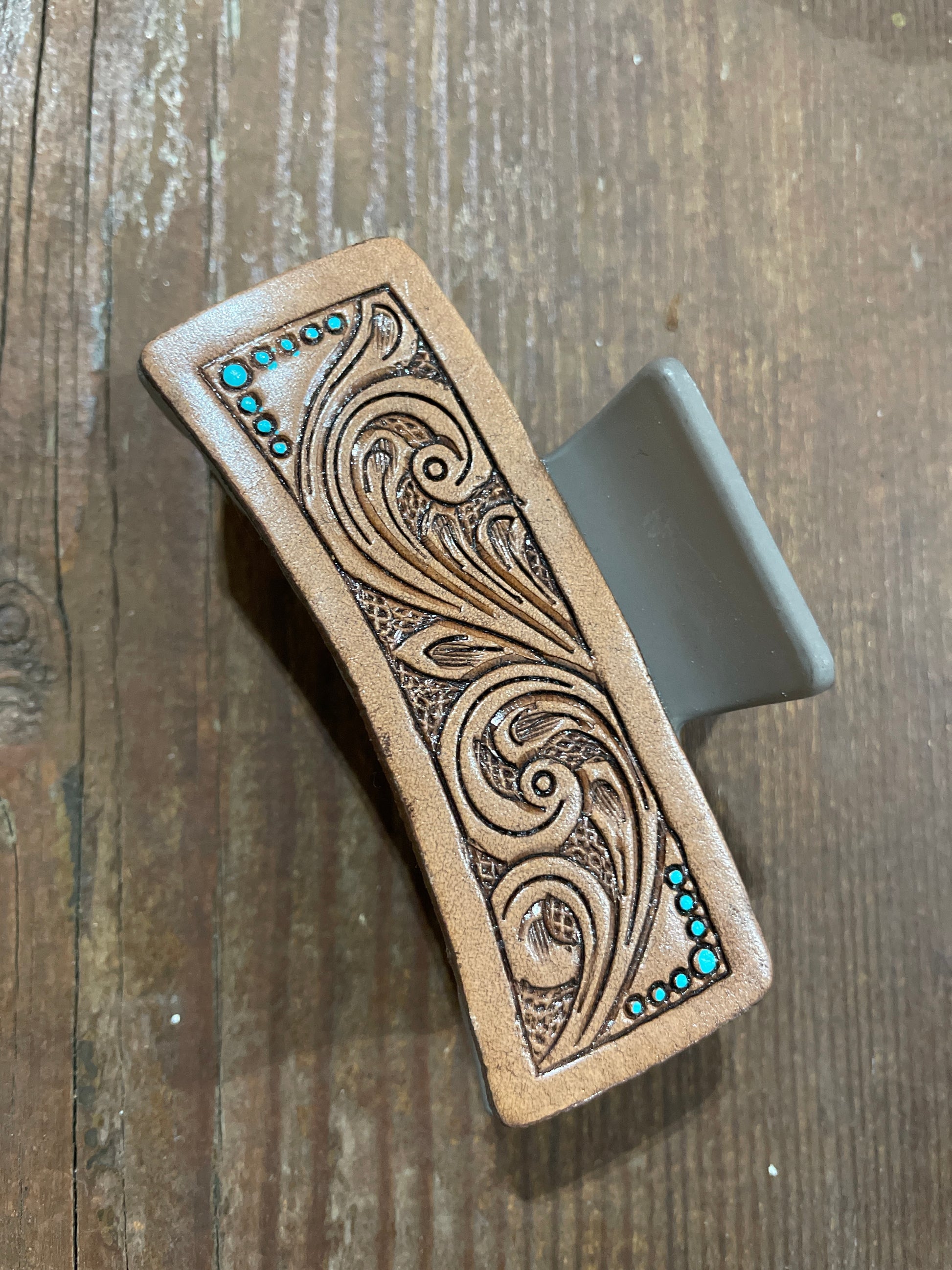 Leather Tooled Hair Clip-Western Culture Leather
