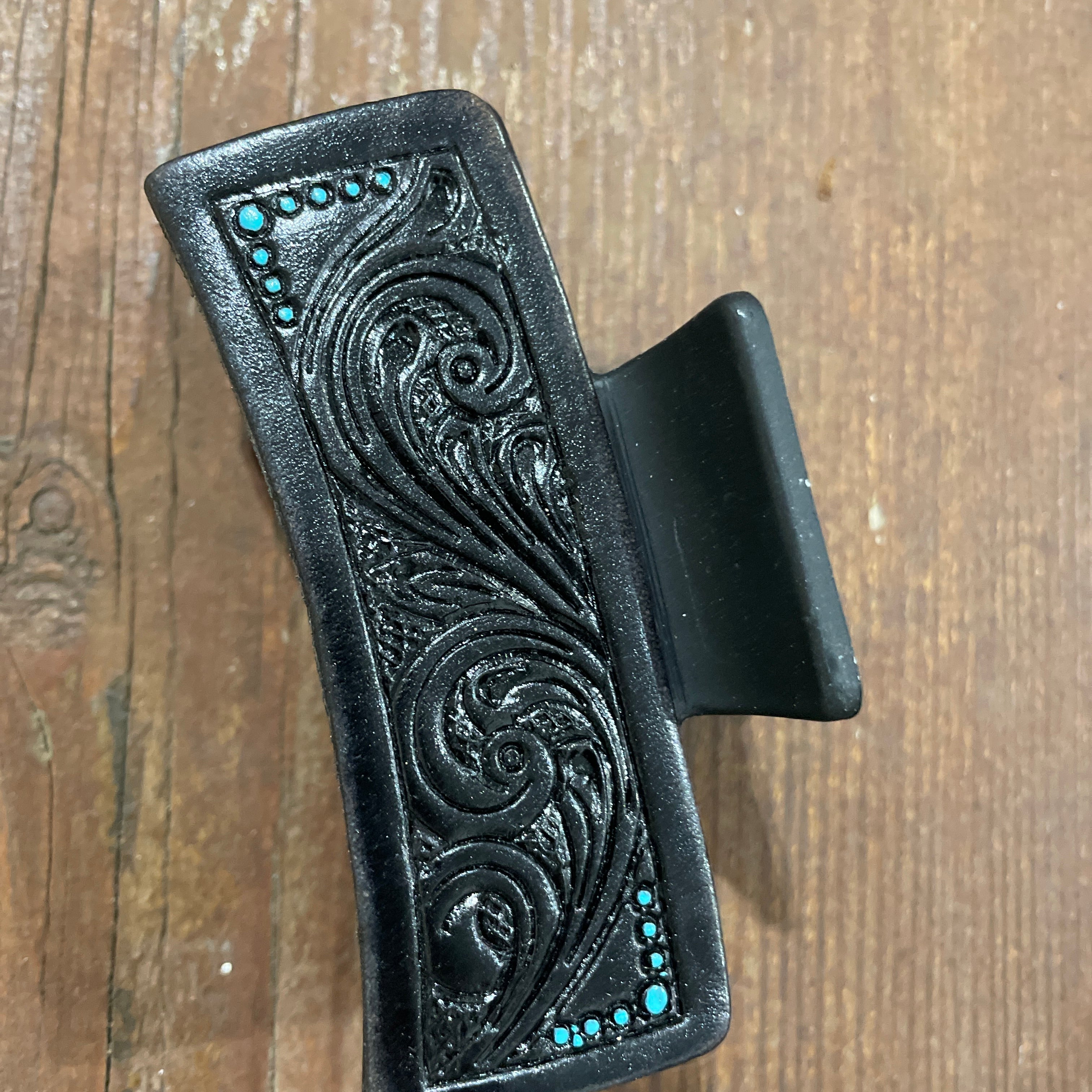 Leather Tooled Hair Clip-Western Culture Leather