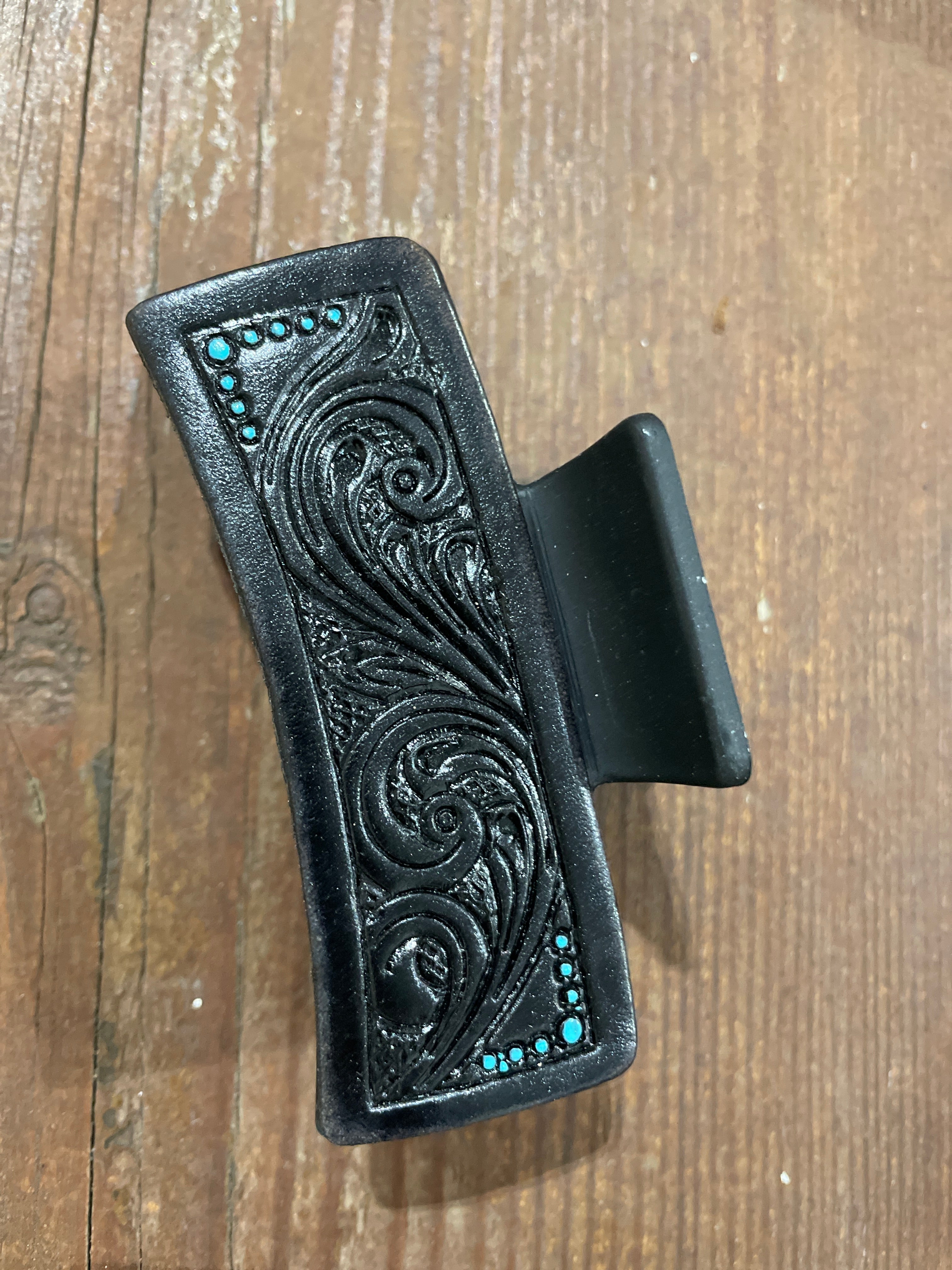 Leather Tooled Hair Clip-Western Culture Leather
