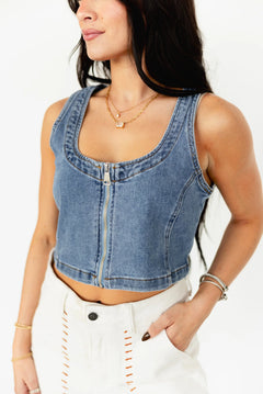 Danii Ladies Crop Denim Vest