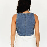 Danii Ladies Crop Denim Vest