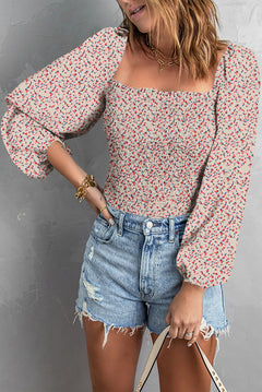 Floral Smocked Top-Western Culture Leather
