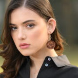 Hand Tooled Leather Round Earring-Western Culture Leather