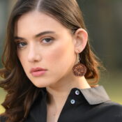 Hand Tooled Leather Round Earring-Western Culture Leather