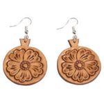 Hand Tooled Leather Round Earring-Western Culture Leather