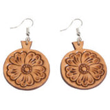 Hand Tooled Leather Round Earring-Western Culture Leather