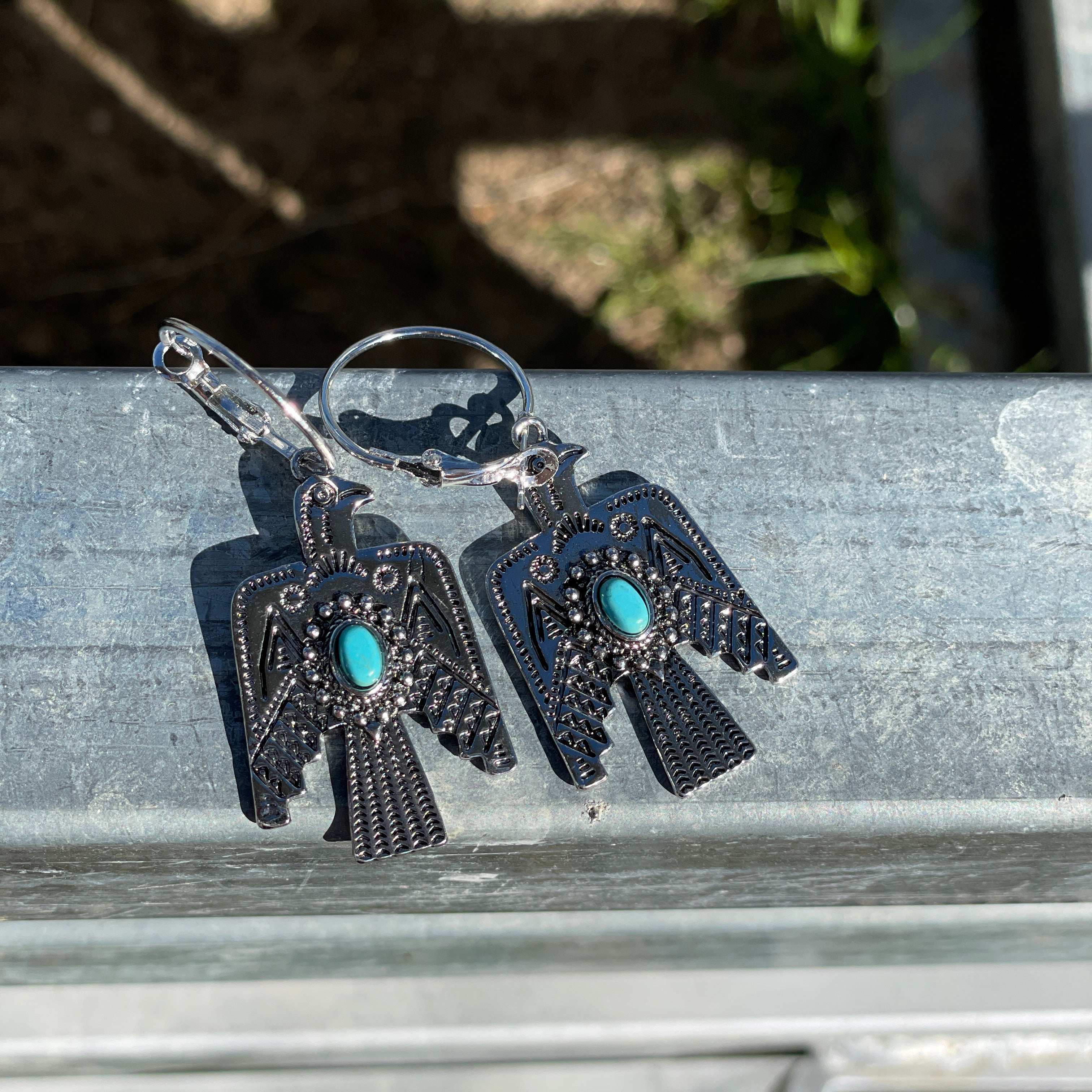 Thunderbird Pendant Earrings-Western Culture Leather