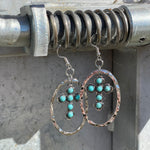 Turquoise Cross Hoop Earring-Western Culture Leather
